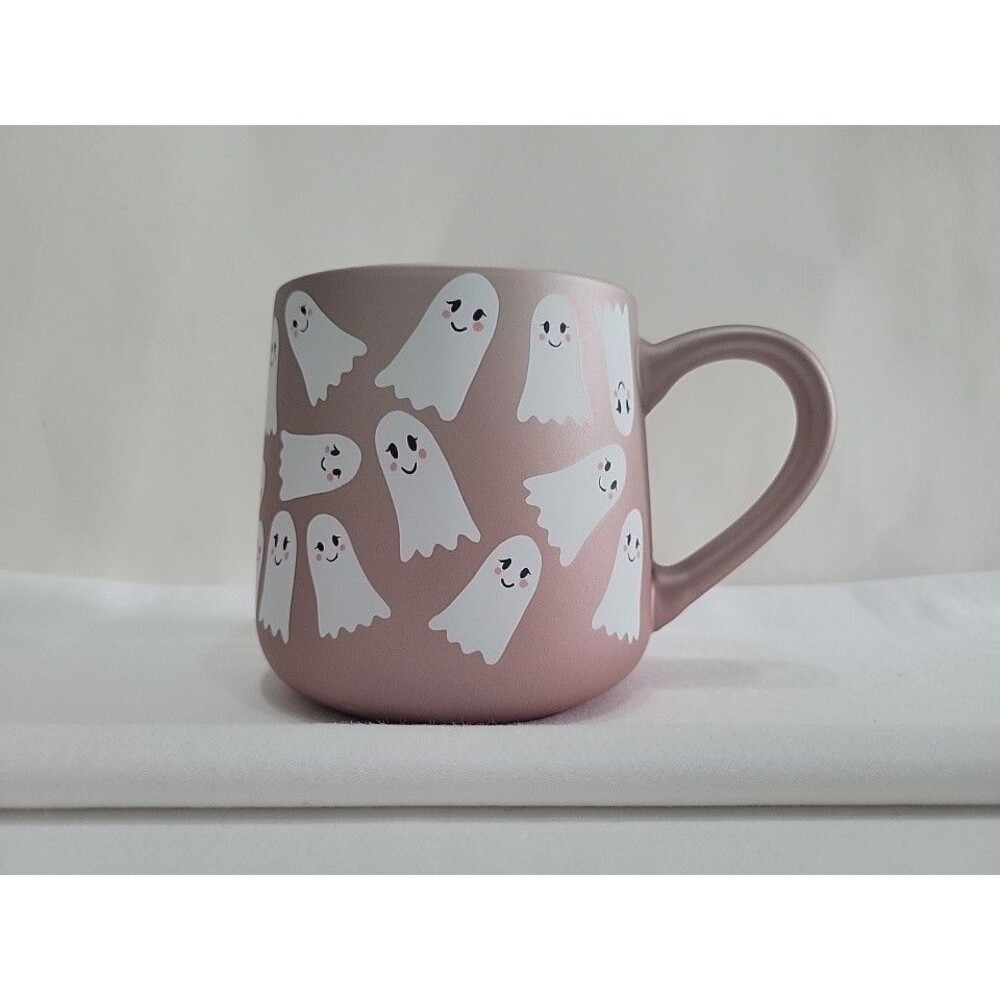 EUC Primo Design Ombre Pink Halloween Ghost Coffee Tea Cup Mug
